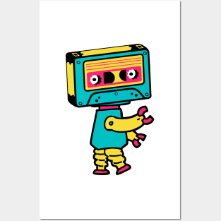 Cassette Bot The Retro Cassette Tape Robot Posters and Art